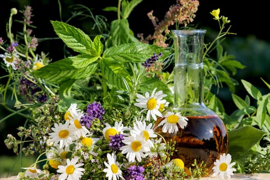 Homeopathy with chamomile,thyme and other medicinal herbs