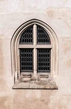 Medieval castle gothic window in Central Bohemia.