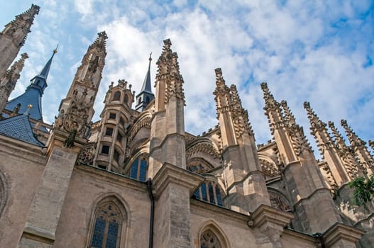 Detail of historic Saint Barbara's Church, Kutna Hora, Czech Republic.