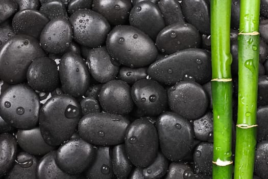 Hot stones with bamboo,background