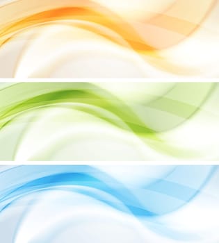 Abstract smooth wavy banners. Vector background eps 10