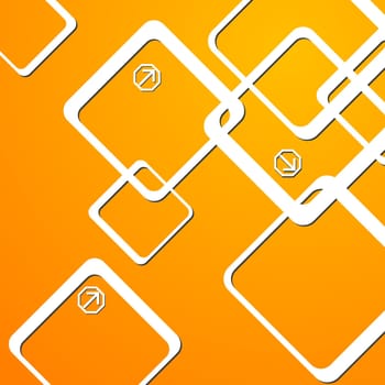 Abstract geometrical elements on the orange backdrop. Vector tech design eps 10
