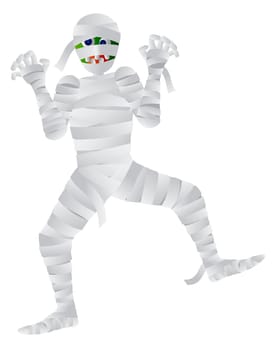 Halloween Mummy Cartoon Isolated on White Background Illustration