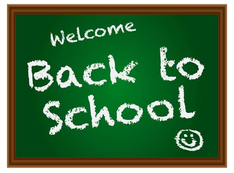 Back To School Chalkboard with Text and Smiling Face Symbol Illustration