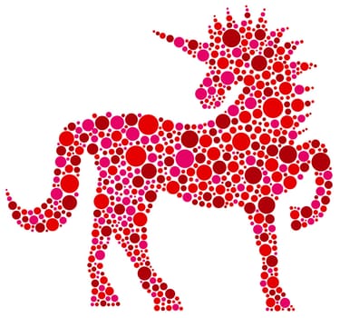 Unicorn in Pink Polka Dots Isolated on White Background Illustration