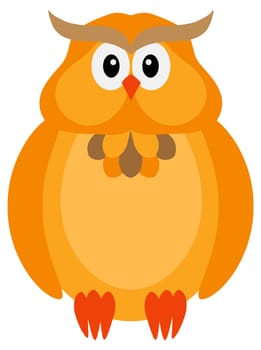 Happy Halloween Orange Fall Color Tone Cute Cartoon Owl Isolated on White Background Illustration