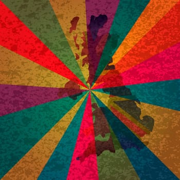 UK Great Britain England Jack Union Flag in Map Silhouette with Colorful Rays and Texture Background Illustration