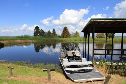 An airboat in the swamps of Florida