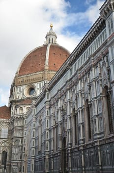 Impressive famous marble cathedral Santa Maria del Fiore in Florence, Italy