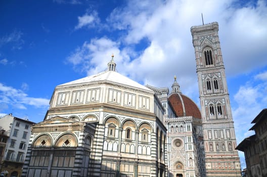 Impressive famous marble cathedral Santa Maria del Fiore in Florence, Italy