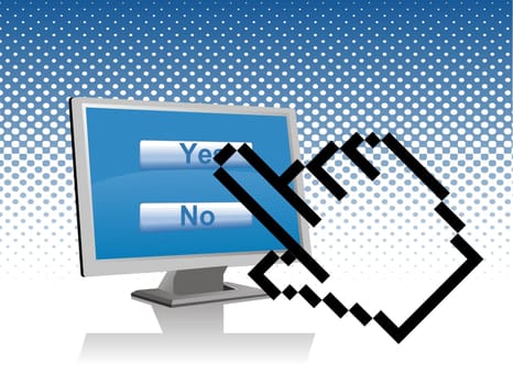 hand cursor choosing yes button
