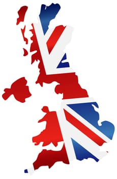 uk great britain union jack flag in map silhouette illustration