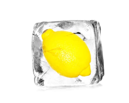 Lemon in an ice cube