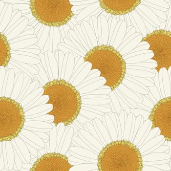 Chamomile retro seamless pattern design