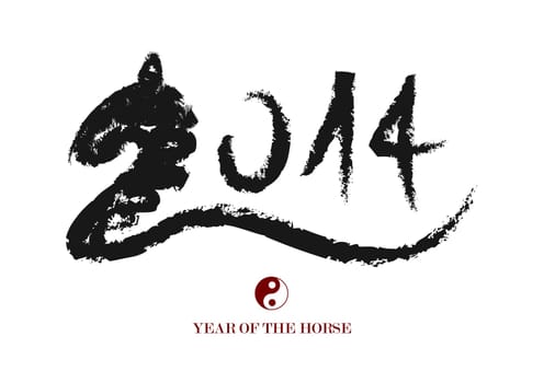 2014 Chinese New Year of the Horse paint brush composition. Vector file organized in layers for easy editing..