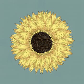 Sunflower drawing, grunge background sketch