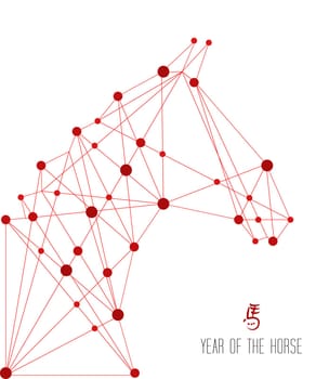 2014 Chinese New Year of the Horse silhouette triangle web composition. Vector file organized in layers for easy editing.