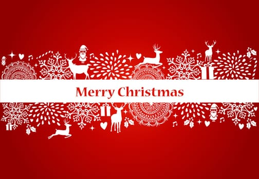 Christmas decorations elements and ornaments over red postcard background. Vector file organized in layers for easy editing.