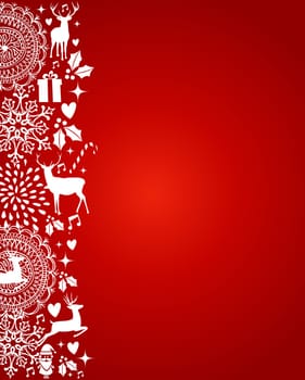 Merry Christmas decoration elements template red postcard background. Vector file organized in layers for easy editing.