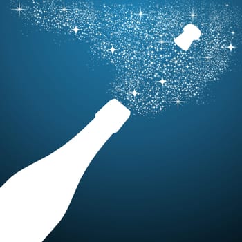 Christmas decorations open bottle celebration postcard background. Vector file organized in layers for easy editing.
