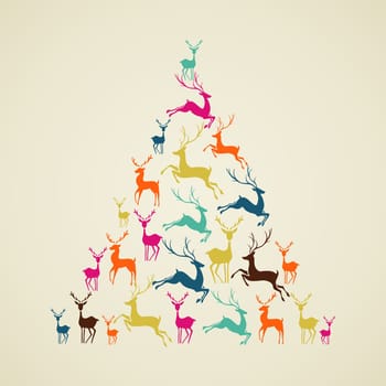 Christmas decorations elements reindeer holiday pinetree shape illustration. Vector file organized in layers for easy editing.