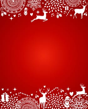 Christmas decorations ornaments elements template red postcard background. Vector file organized in layers for easy editing.