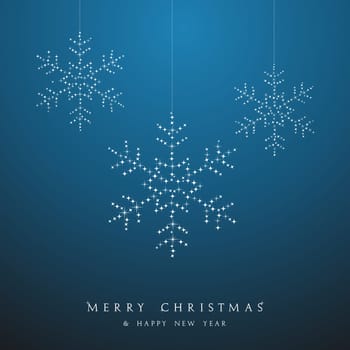 Luxury Christmas decorations ornaments hanging snowflakes postcard background. Vector file organized in layers for easy editing.