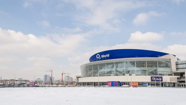 O2 World - is a multi-use indoor arena with a capacity of 17,000 people. The LED construction grid on the facade of the arena will be equipped with more than 300,000 LED clusters.