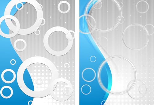 Blue waves hi-tech background. Old simple style and smooth modern style. Vector design