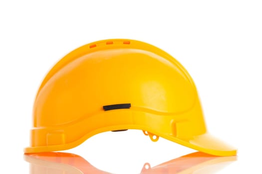 Yellow safety helmet on white background. hard hat isolated on white