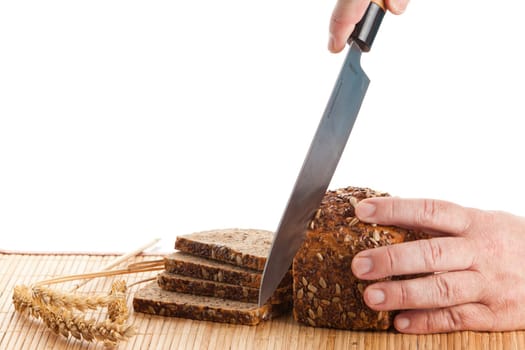 whole grain bread isolated on white background.