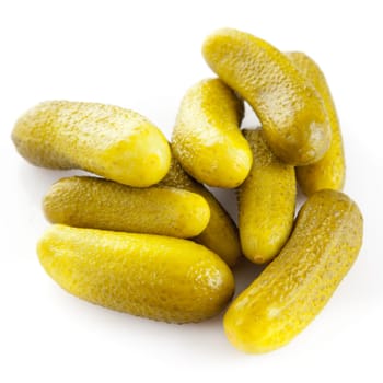 pickled cucumbers. Gherkins on a white background