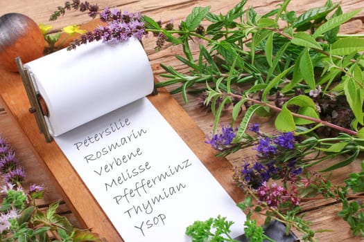 Shopping list for herbs