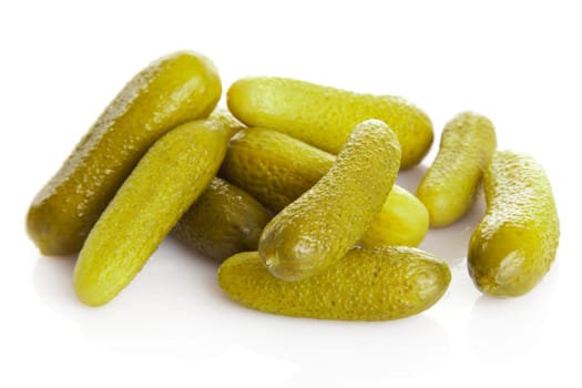 pickled cucumbers. Gherkins on a white background