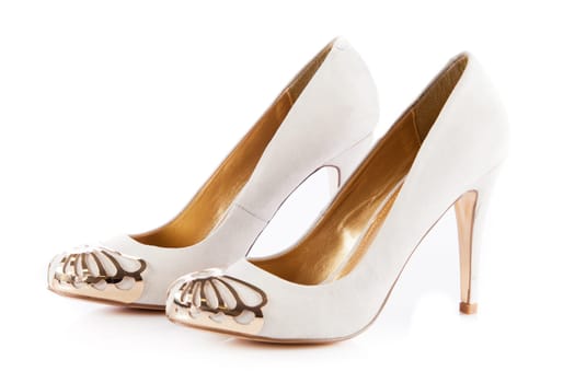 Woman shoes isolated on white. Nice woman shoes