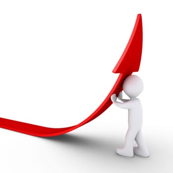 3d person is pushing an arrow in order to rise from the ground