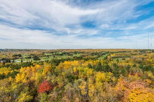 Autumn colored scene near harbor of Lake Superior