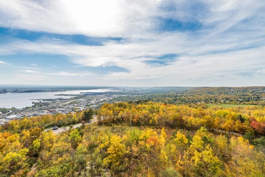 Autumn colored scene near harbor of Lake Superior