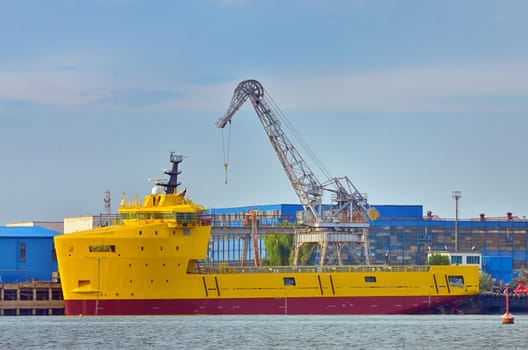 details of ship and industrial area