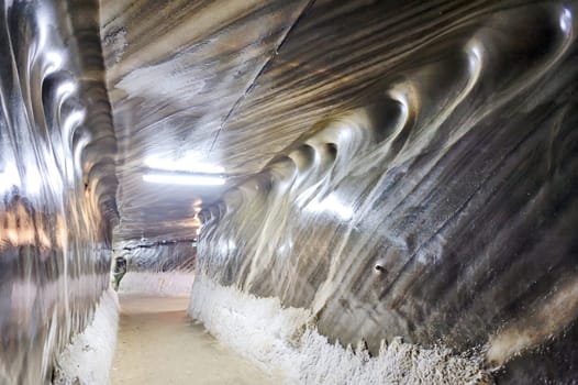 Inside of salt mine shoot on corridor