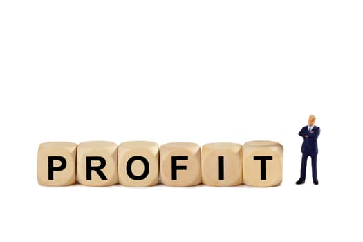 Figure with lettering Profit on wooden cube