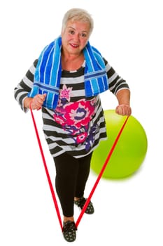 Sporty senior citizen - exempted on white background