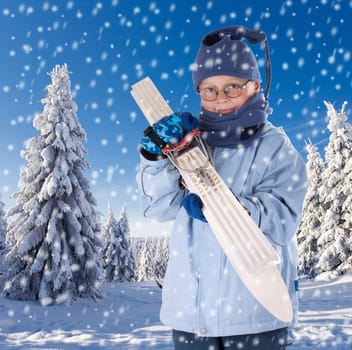 Ski trip with equipment