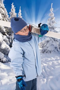 Ski trip with equipment