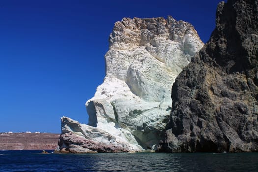 White rock on the blue sea of Santorini