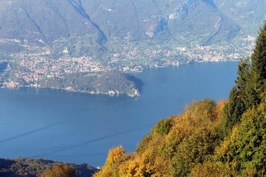 Villa Balbianello on Colo Lake taken from the mountains
