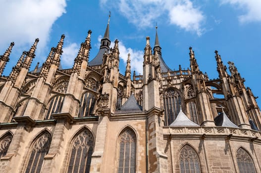 Impressive medieval Saint Barbara's Church, Kutna Hora, Czech Republic.
