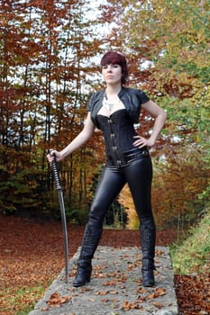 Young woman with sword