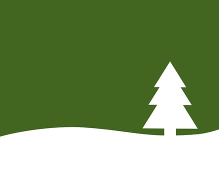 Simple green Christmas card with Christmas tree