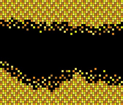 Yellow,brown orange mosaic with free black area